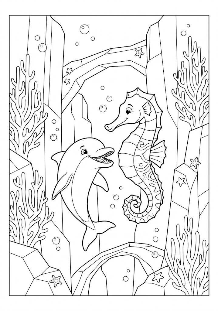 Dolphin Riding a Giant Seahorse