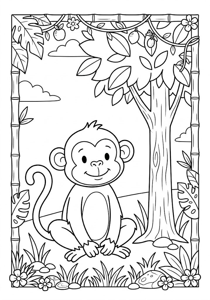 Funny Monkey Coloring Pages new