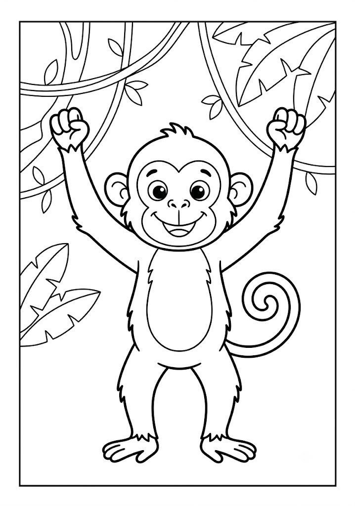 Funny Monkey Coloring Pages