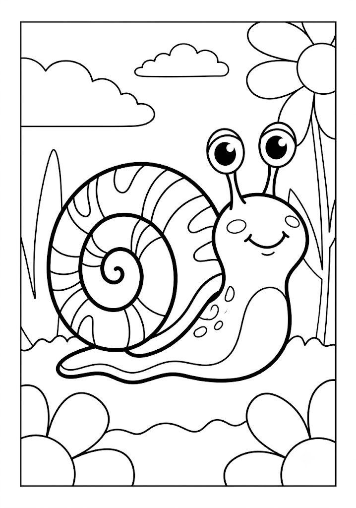 Funny Snail Coloring Pages