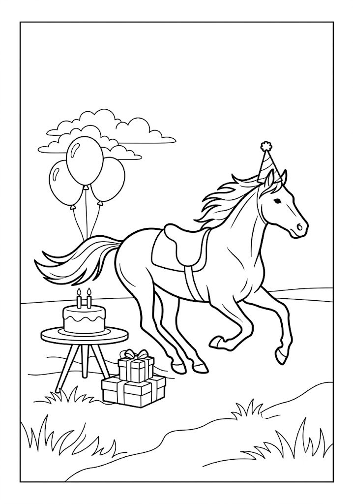 Horse Birthday Coloring Pages