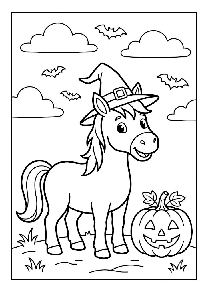 Horse Halloween Coloring Pages