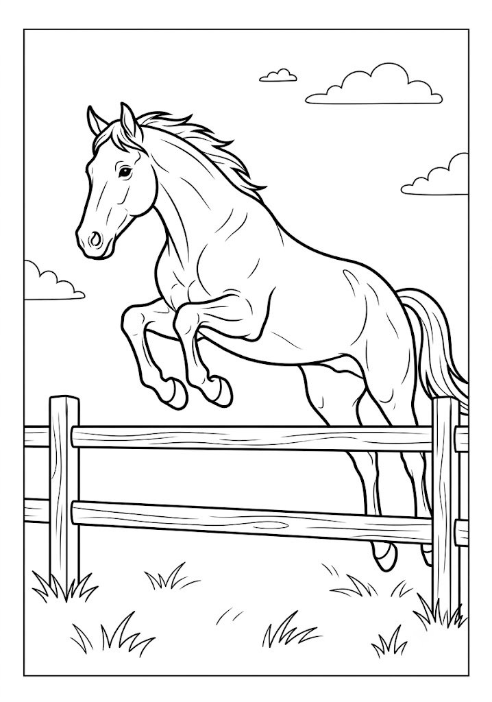 Horse Jumping Coloring Pages