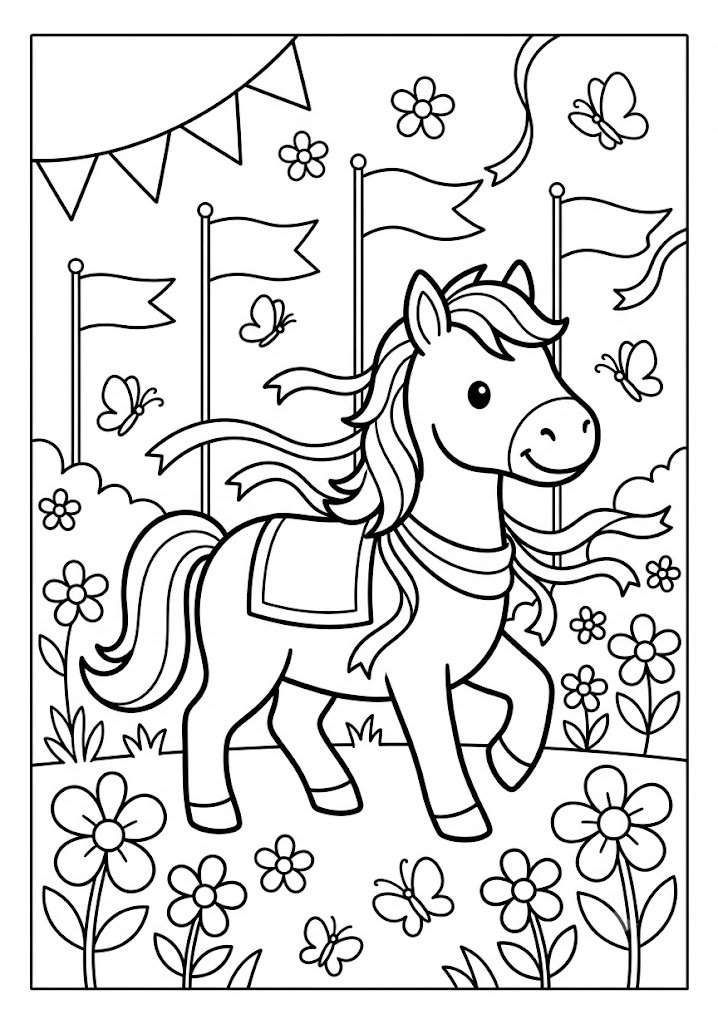 Horse Spring Parade Coloring Pages