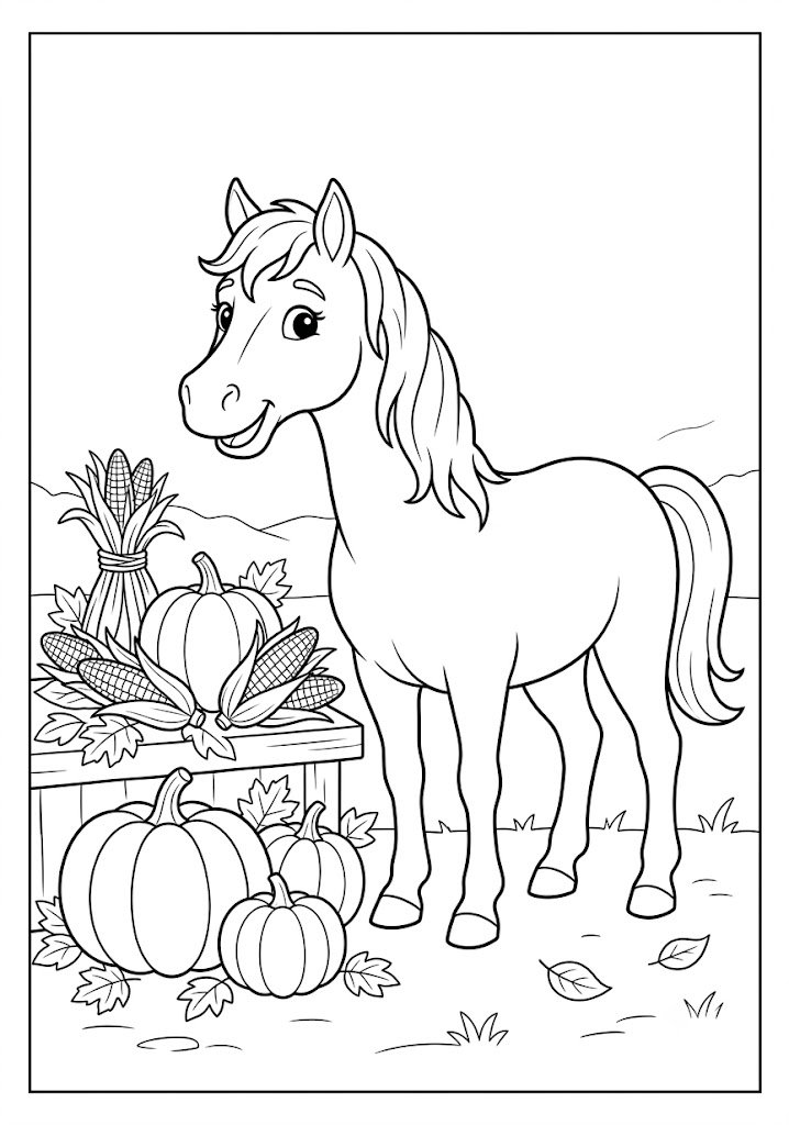 Horse Thanksgiving Coloring Pages