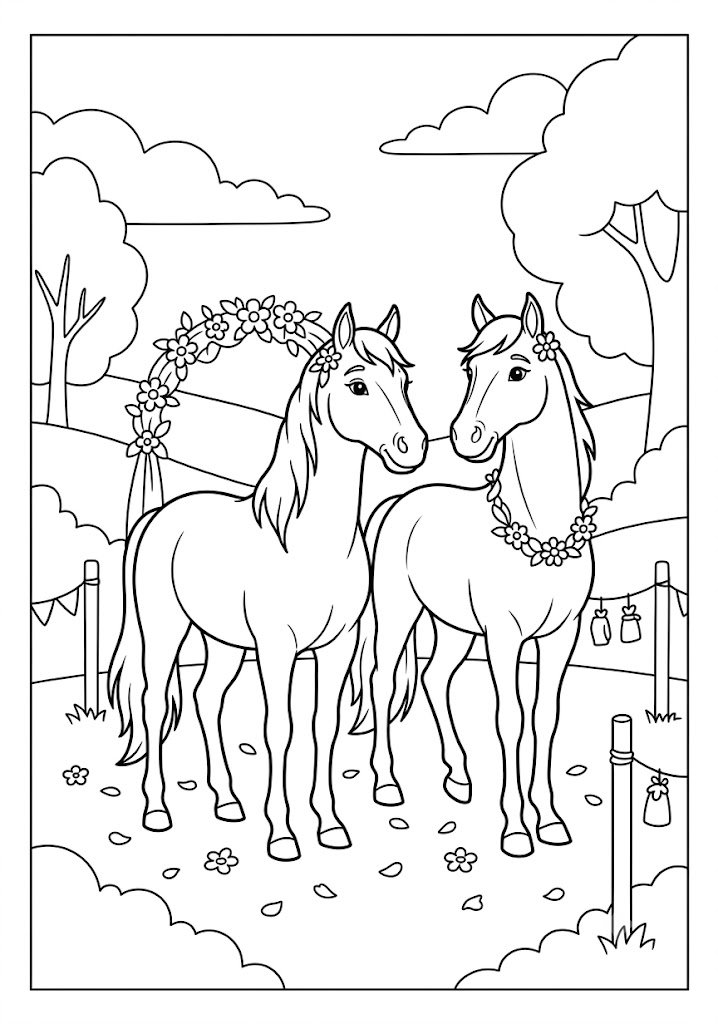 Horse Wedding Coloring Pages