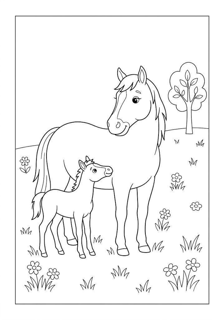 Horse and Foal Coloring Pages