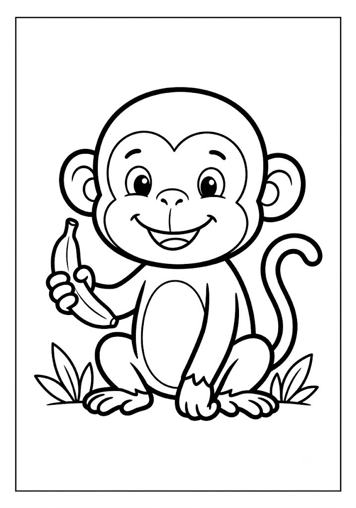 Monkey Banana Coloring Pages