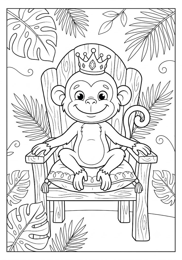 Monkey Wearing a Crown Coloring Pages