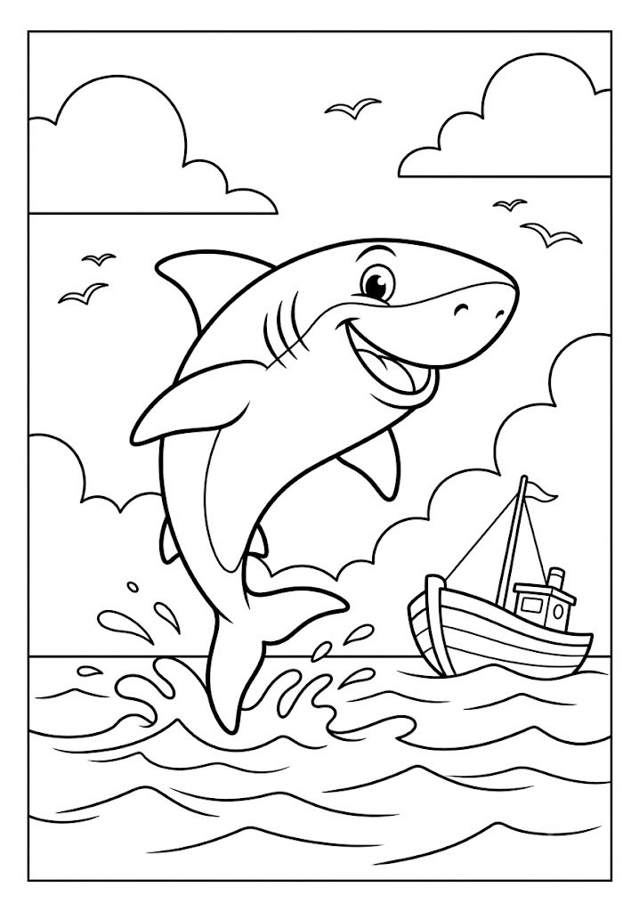 Shark Jumping Coloring Pages