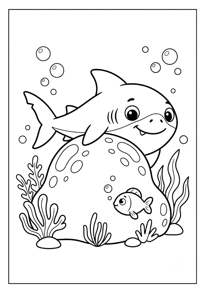 Shark Playing Hide and Seek Coloring Pages