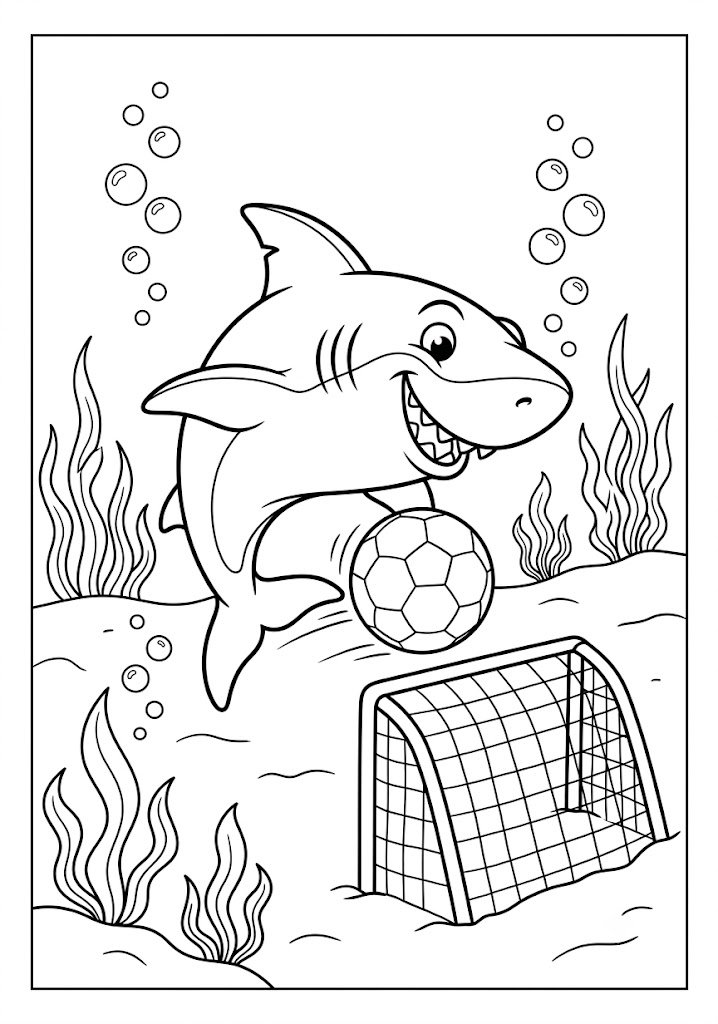 Shark Playing Soccer Coloring Pages