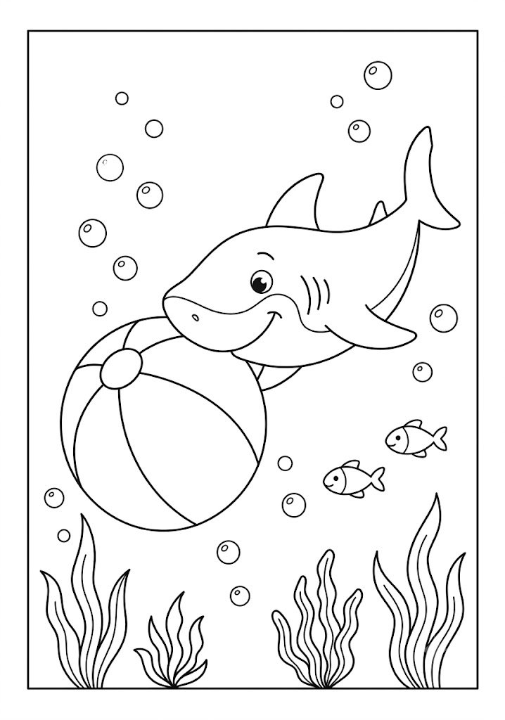 Shark Playing with Ball Coloring Pages