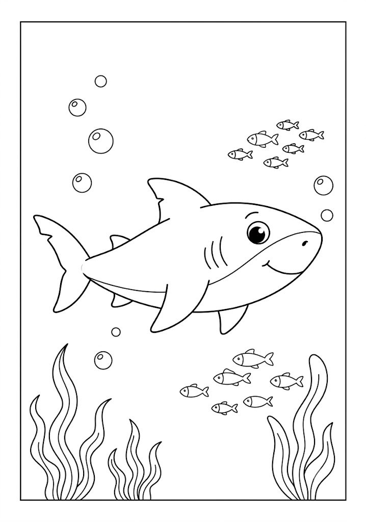 Shark Swimming Coloring Pages