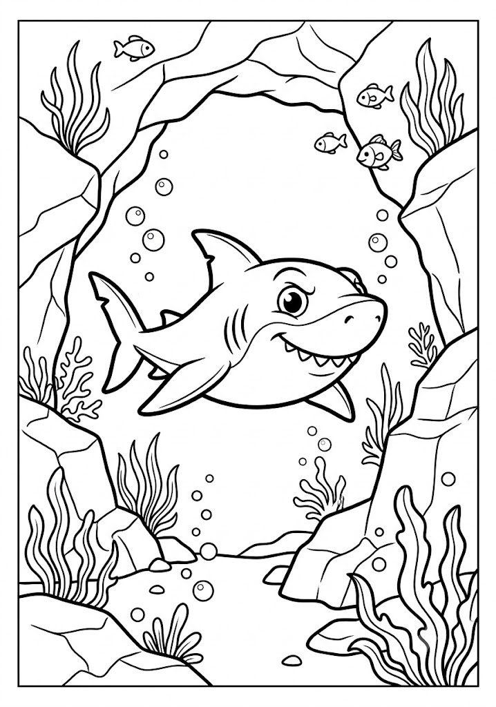Shark Underwater Adventure Coloring Pages
