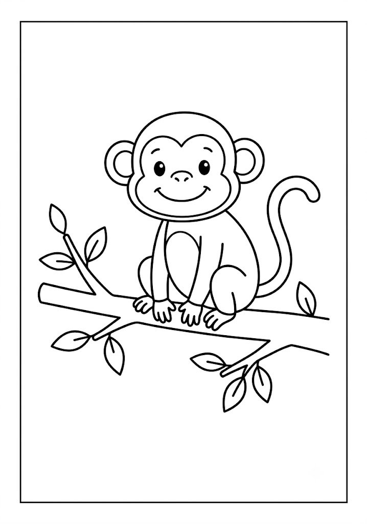 Simple Monkey Coloring Pages
