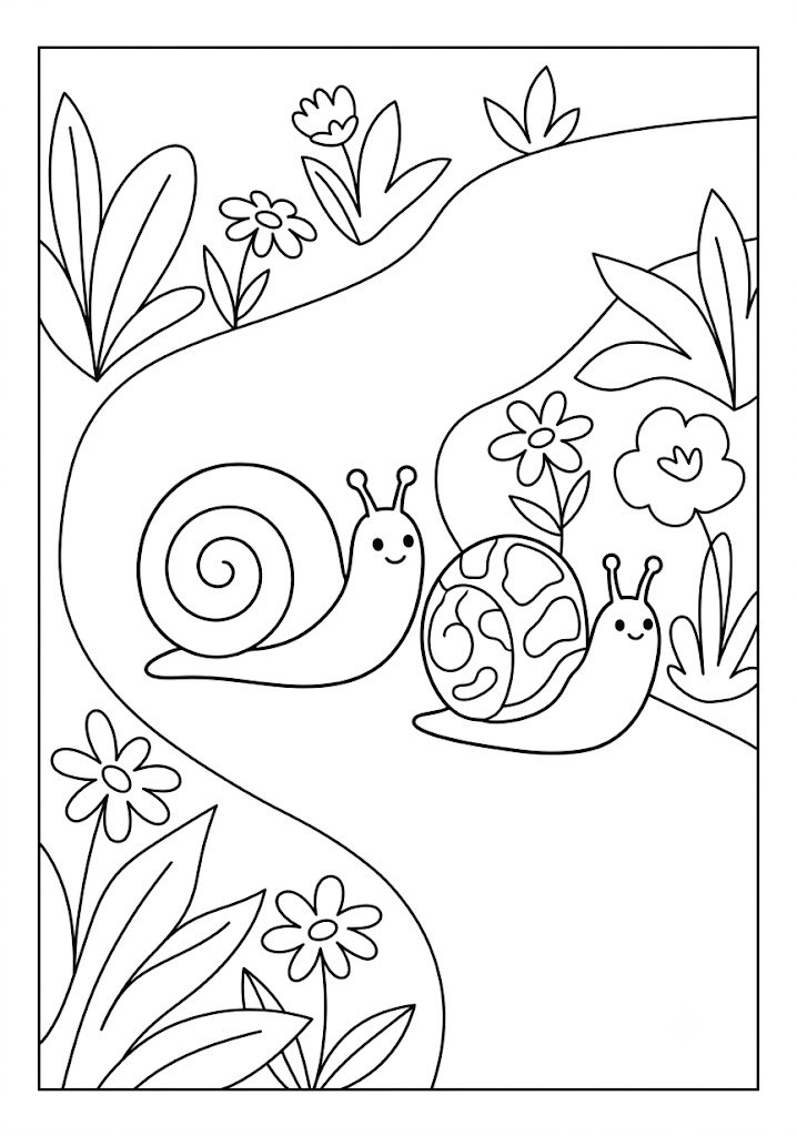 Snail Family Coloring Pages