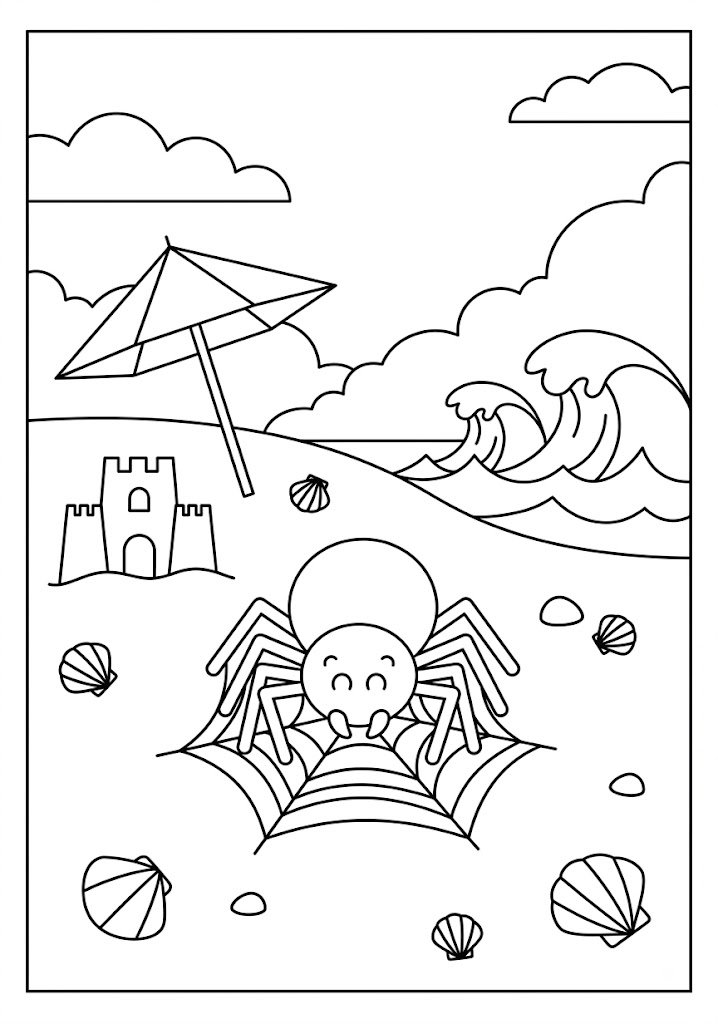 Spider Beach Coloring Pages