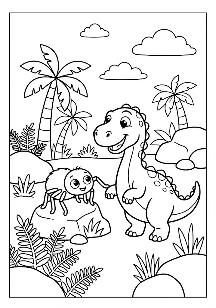 Spider Dinosaur Coloring Pages