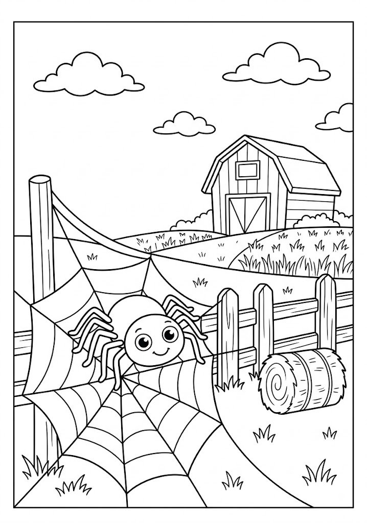 Spider Farm Coloring Pages