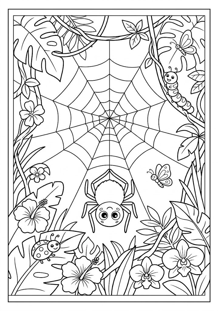 Spider Jungle Coloring Pages