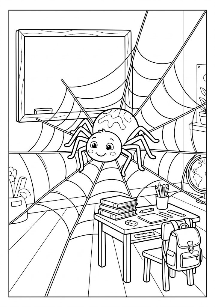 Spider School Coloring Pages