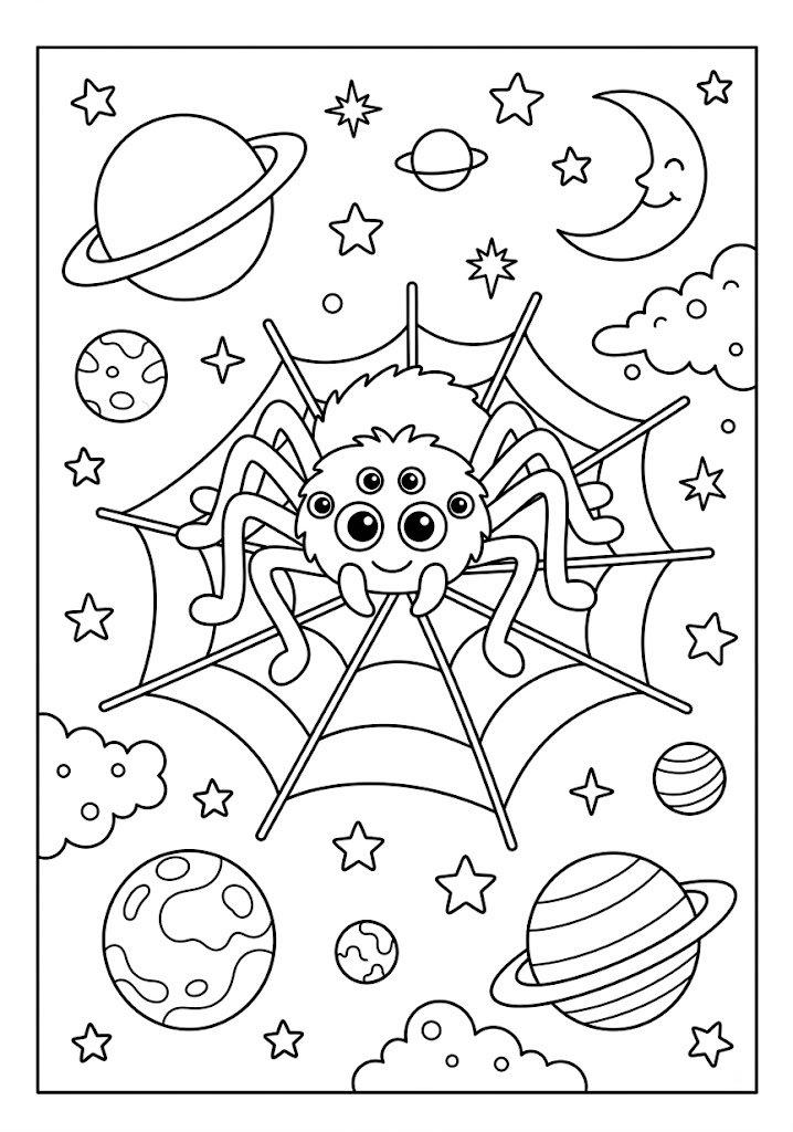 Spider Space Coloring Pages