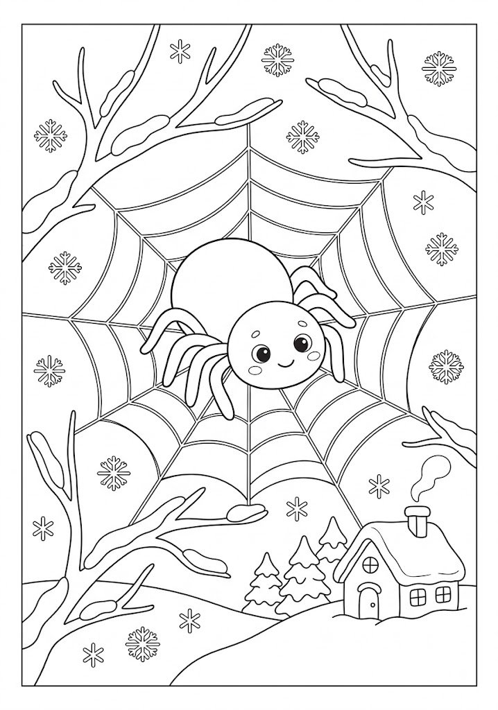 Spider Winter Coloring Pages